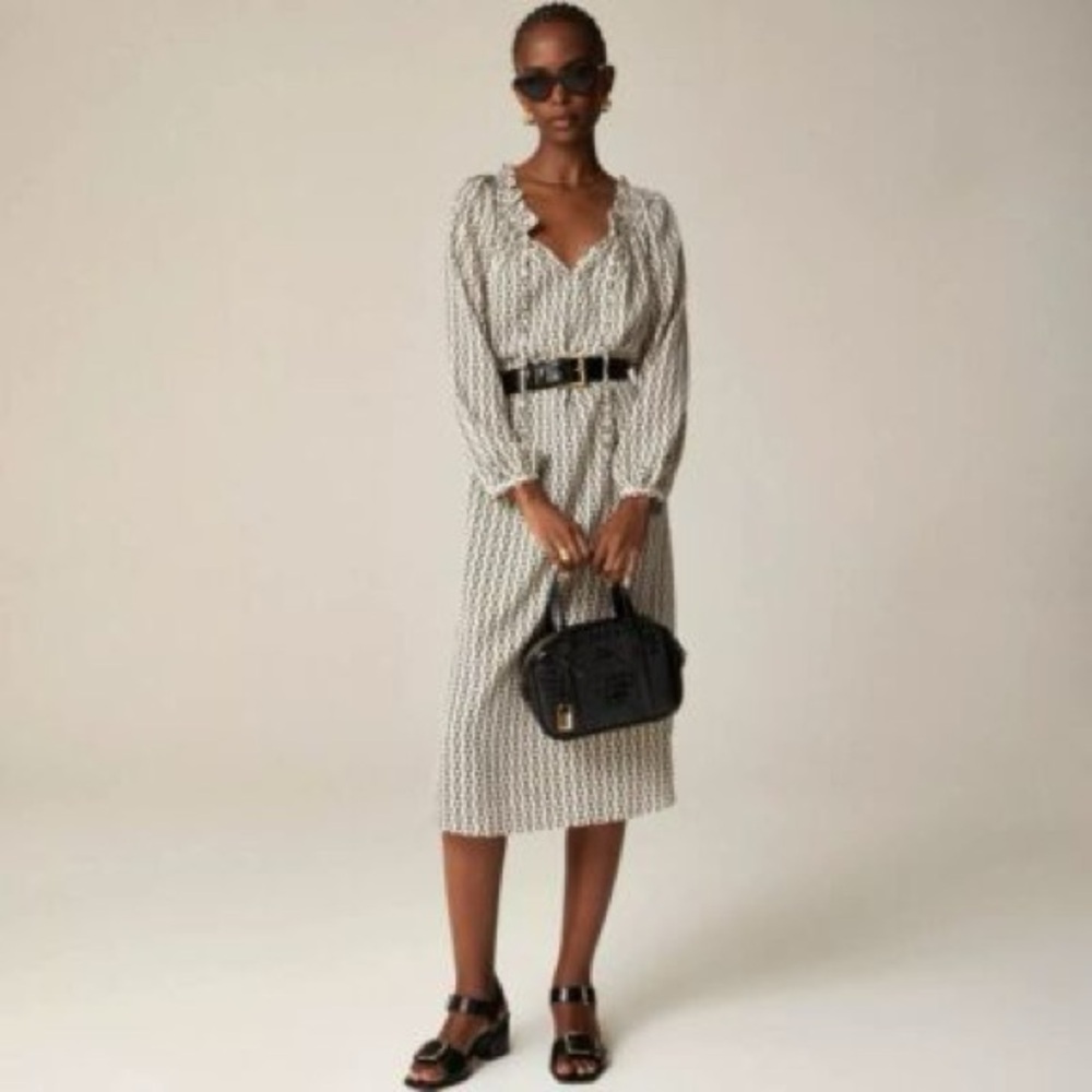 NEW J. Crew Ruffleneck Midi Dress XXS NWT